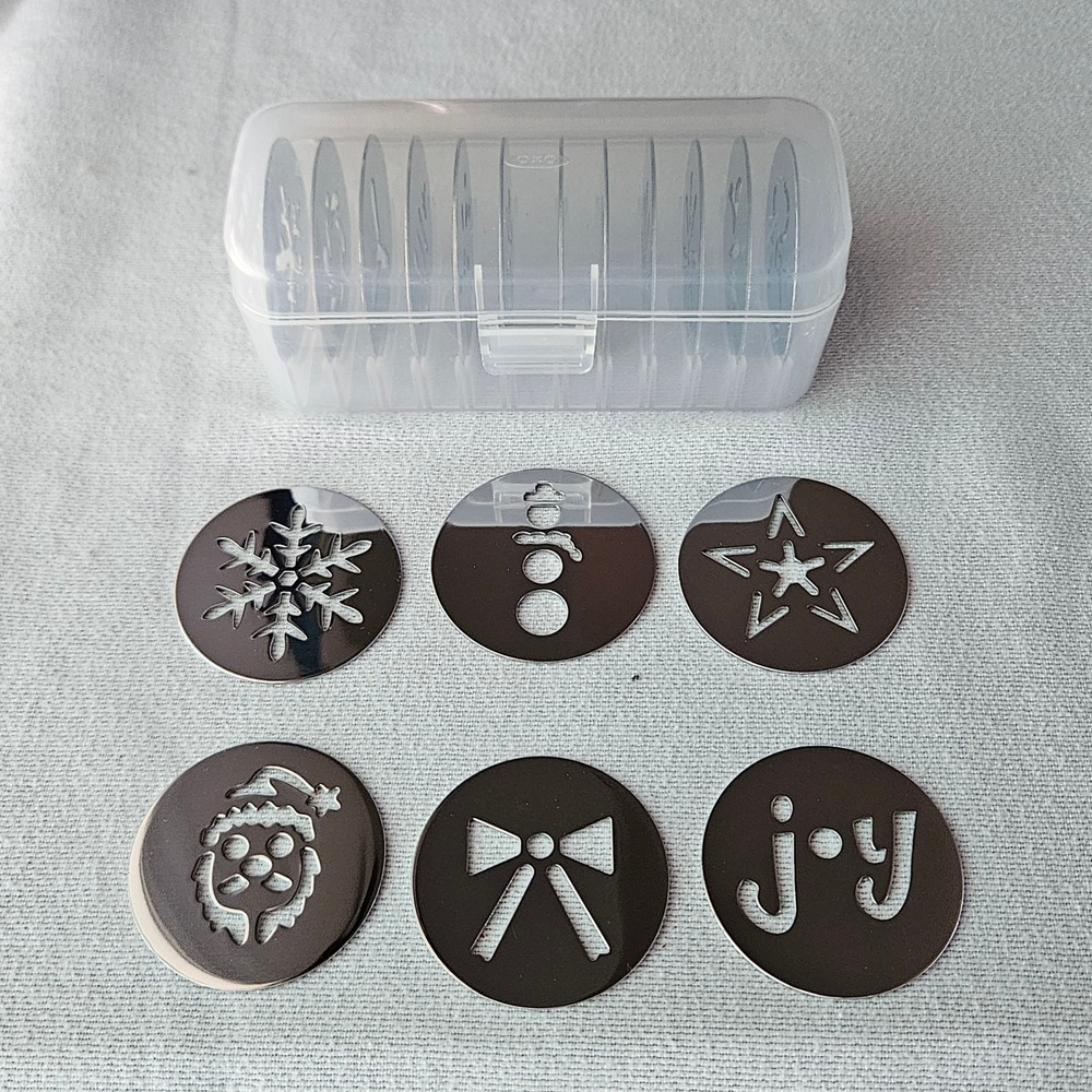 OXO Cookie Press Replacement Disc Christmas 18 Stainless Steel w Storage Case
